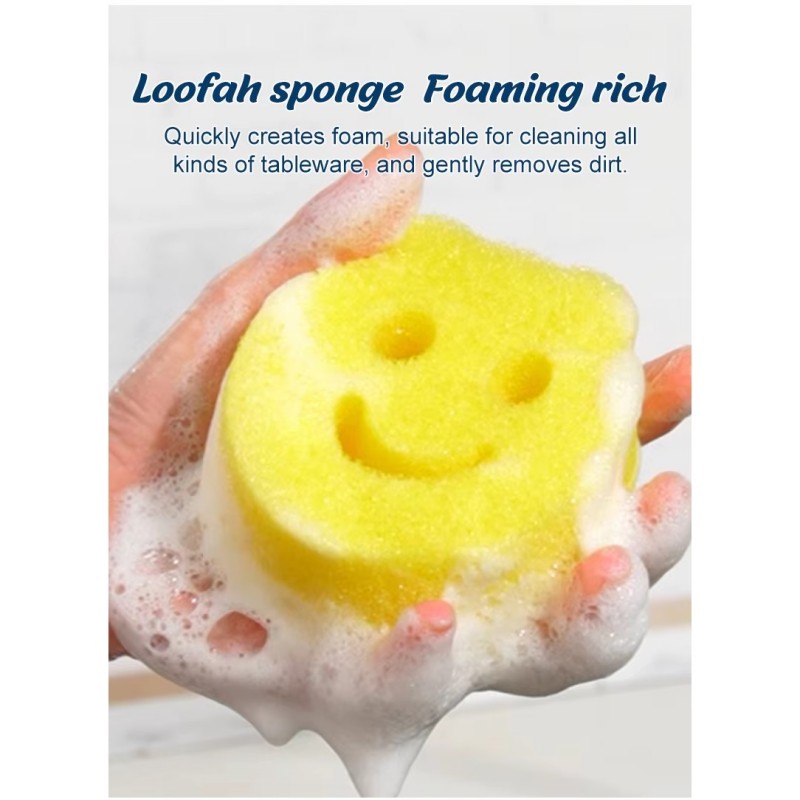 Éponges exfoliantes pour le visage Smile, lavage de la vaisselle